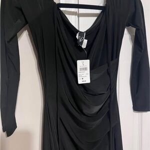 Windsor Black Draped Midi Dress